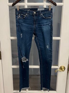 AG ADRIANO GOLDSCHMIED Women’s The Legging Ankle Distressed Paint Splatter Jeans